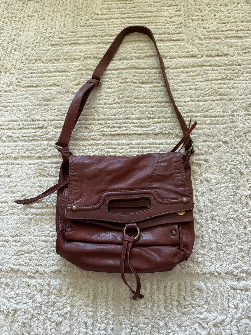 Lucky Brand Abbey Road brown leather fold-over crossbody bag